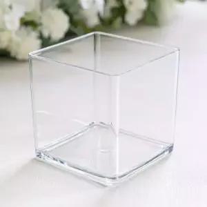 PET 사각 화분 10x10cm 조화꽃 전용 꽃병 투명 플라스틱 인테리어 장식 소품 수경재배 가드닝