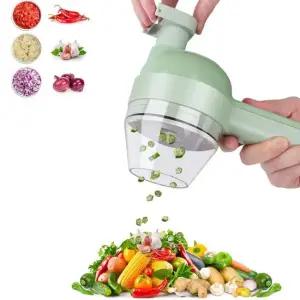 원터치 4in1 전동 무선 충전식 만능 야채 마늘 고추 슬라이서 다지기 Q393