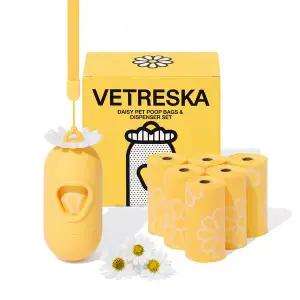 VETRESKA 데이지 강아지 향기나는 배변봉투 풉백 디스펜서 세트(파우더리향)