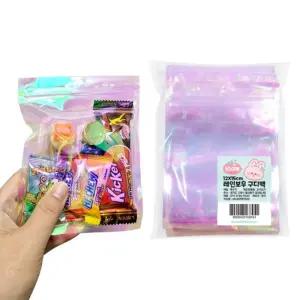 12X15cm 100매입 레인보우 구디백/비닐/포장/봉투/페이퍼백/포장용품/지퍼백/세트/유치원/선물/쿠키/예쁜