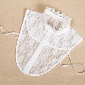 레이스 카라 페이크 블라우스 셔츠 레이스 넥 카라 장식 차이나카라 차이나 하의 단추