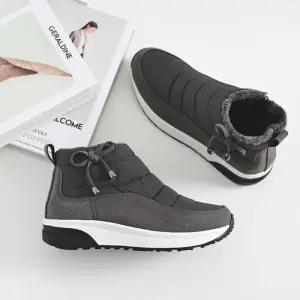 갓슈 리본벨 패딩 앵클 방한 털부츠