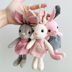 토끼인형키링 가방키링 봉제키링 토끼 체크원피스