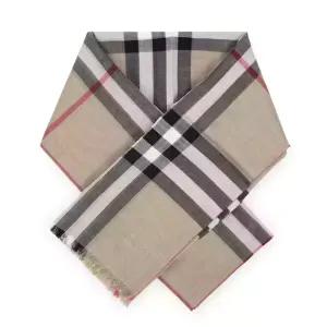 디몬트 버버리 여성 체크 울 실크 머플러 스카프(베이지) 8078779