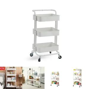 철제 다용도 이동식 트롤리 선반 3단/미용/바퀴달린/트레이/사무실/미용실/틈새/수납/기저귀/정리함/카트
