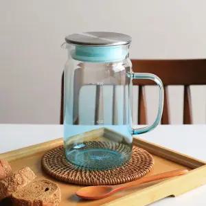 컬러 내열유리 냉장고 물병 0.9L/유리/업소/주방/호텔/홈카페/깔끔/다용도/뜨거운물/레스토랑/물통/업소용