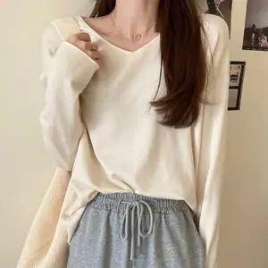 여성 여리 스타일 브이넥 소프트 부드러운 긴팔 니트가을티셔츠 겨울 골지 슬림핏 여자 니트니 간절기 스웨