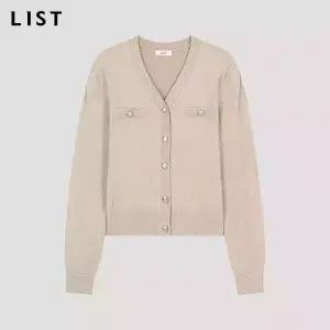 리스트 브이넥 단추 포인트 가디건TSKCDO82530ME