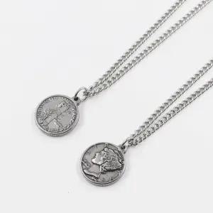 [벨가] 써지컬스틸 센트 양면 코인 목걸이