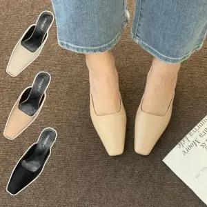 [오노마] ONM 여성 발편한 심플 시크 사각코 뮬 로우힐 블로퍼