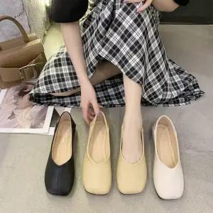 [라일리의류] Rly 여성 스퀘어 플랫슈즈 데일리 사각 발레 낮은굽 단화