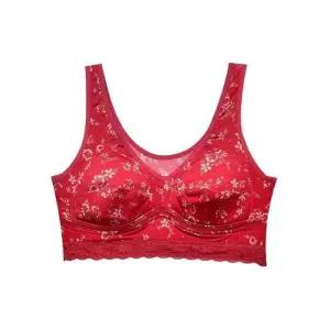 [오노마] ONM 꽃패턴 노몰드 노와이어 런닝형브라 - 레드 브라탑