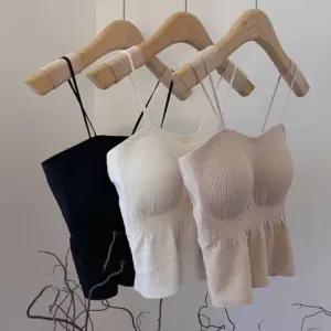 [오노마] ONM 캡 내장형 밑단밴딩 하트넥 여름용 여성 끈나시