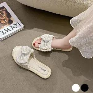 [오노마] ONM 여성 러블리한 큐빅 리본 슬리퍼 데일리