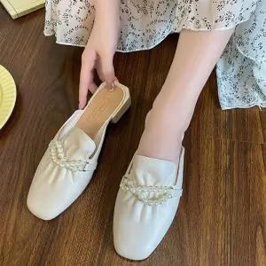 [라일리의류] Rly 샌들 뮬 슬리퍼 블로퍼 구두 진주알 발편한 로퍼 플랫