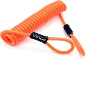 오토바이용 로라다르 잠금 안전 케이블 6.5피트 디스크 알림 주황색