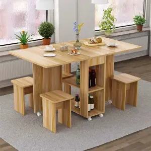 확장형 접이식 식탁 슬라이딩 이동식 4인 테이블 6인