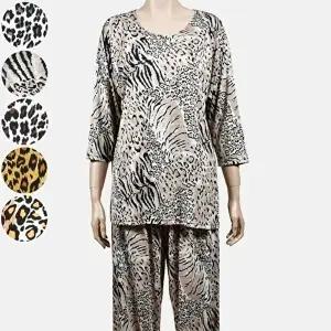 얇은 스프사 소재 편안한 호피무늬 여성 상하세트 (HSJ-WD6D18D)