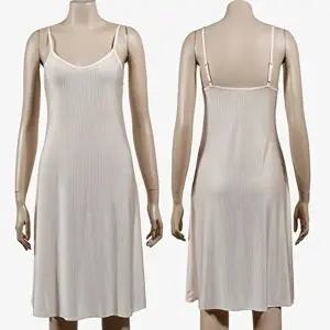 쿨샵 골지패턴 여성 슬립끈나시 원피스 잠옷 롱슬립 (HSJ-W9D2941)