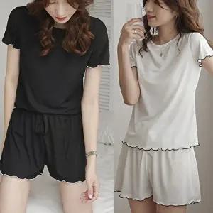 여자 여름잠옷 파자마 시원한 골지원단 홈웨어 세트 (HSJ-WA95E48)