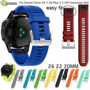 Garmin Fenix 5X 5 5S Plus 6 6S 6X Smart 3 3HR 935 시계 밴드 퀵 릴리스 실리콘 Easyfit 손목 용 스트
