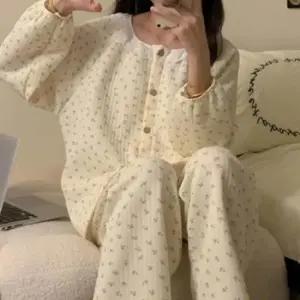 여자잠옷바지 여성 수면 누빔 잠옷 예쁜 프릴 파자마 세트