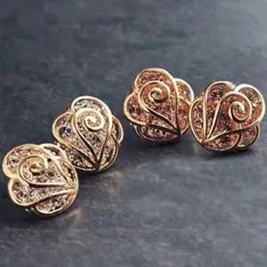 장미 큐빅 귀걸이 골드장미