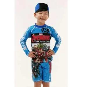 어벤져스 XXU736U9 남아 수영복 아동 키즈 래쉬가드 세트 블루
