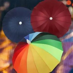 16 여성장우산 다양한 색상 물받이가 달린 장우산 방