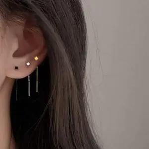 귀걸이 미니 드롭 롱 PK 사각 포인트