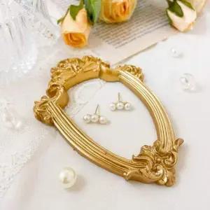 진주 화이트 도트 귀걸이