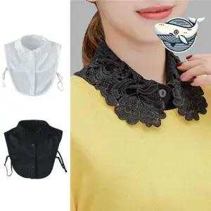 여성용 플라워 레이스 넥카라 블라우스 귀여운 셔츠카라