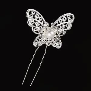 [에이치플러스몰]TBZ 진주나비 뒤꽂이 머리장식 헤어핀 U핀