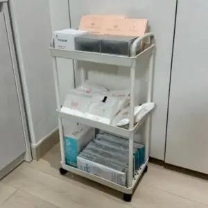 [SBD] 수납함 이동식 화이트 트롤리 3단
