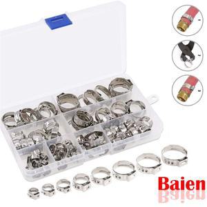 45/80/130개 단일 이어 스텝리스 호스 클램프 5.8-23.5mm 304 스테인리스 스틸 클립 링 메탈