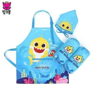 아기상어 FYO771X6 앞치마 토시 두건 3종세트-블루