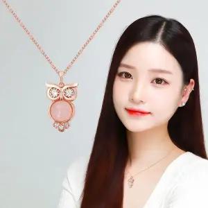 [하프클럽/]로즈부엉이 14KGP 로즈골드 장미석 체인 패션 목걸이