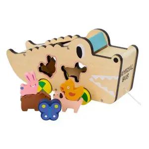 (다담교육) TOB296J5 원목 교구 동물 블록 악어 버스