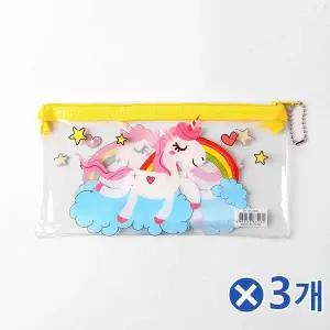 TBZ 큐티캐릭터 투명 파우치 10p-랜덤x3개 가방속가방