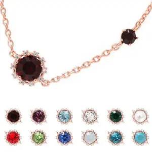 [하프클럽/]14kgp 탄생석 컬러 큐빅 포인트 로즈골드 체인 발찌
