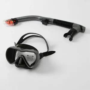 TBZ 튼튼한 렌즈 고급 잠수경 스노쿨링세트 그레이 물안경