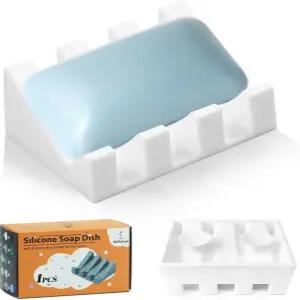 샤워 욕실용 바 비누 홀더용 실리콘 접시 셀프 배수 폭포 건조 트레이 바를 깨끗하고 쉽게 청소할 수