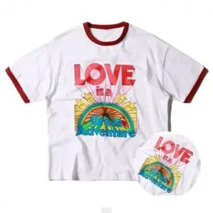 남자 링거 반팔 티셔츠 레터링 프린팅 오버핏 캐주얼 여름 데일리티