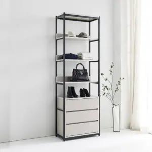 가구산책 연그레이 3단서랍 철제선반 행거시스템 B4056