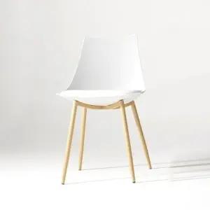 가구산책 화이트 더블쿠션 디자인체어 첼제스틸 의자 B4154