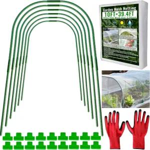 키 큰 침대용 정원 네팅 키트 6세트 섬유 유리 후프가 있는 내구성 초미세 메시 조류 차단망 채소 식물