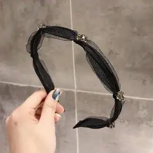 헤어밴드 플라워 큐빅 헤어밴드(블랙) 머리띠