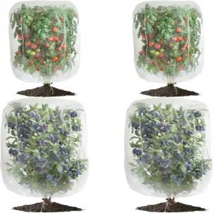 식물을 위한 4팩 정원 그물망 2.6x3.3피트 - 3.3x4.9피트 곤충 새 그물 해충 차단 가방 드로스트링 2사이즈