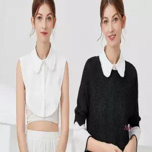 둥근카라 넥카라 셔츠 레이어드 플리츠 페이크 이너abc524