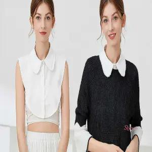 둥근카라 플리츠 이너 넥카라 페이크 셔츠 레이어드ghi684